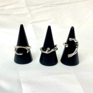 Ring bundle of dripping abstract shaped rings unworn funky eclectic jewelry